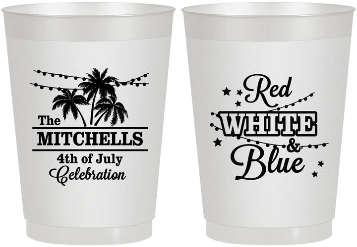 Personalized 4th Of July 10 oz Frosted Cups - Beach Stars Stripes | 220020