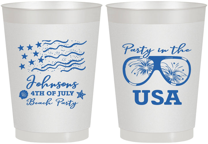 Personalized 4th Of July 10 oz Frosted Cups - Party In The Usa | 220023