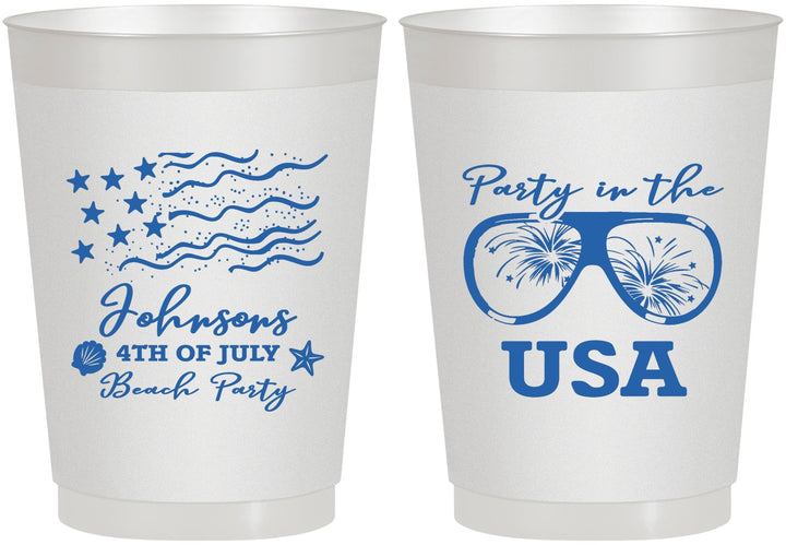 Personalized 4th Of July 10 oz Frosted Cups - Party In The Usa | 220023