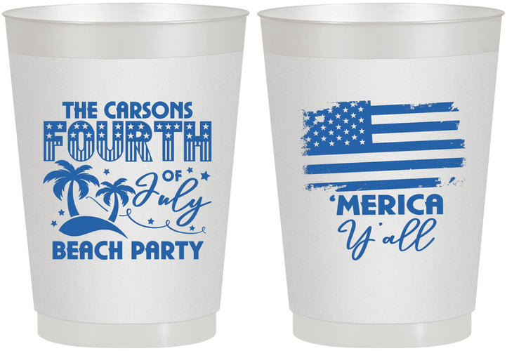 Personalized 4th Of July 10 oz Frosted Cups - Beach Merica Yall | 220027