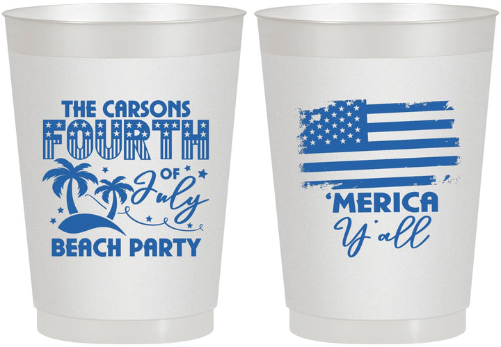Personalized 4th Of July 10 oz Frosted Cups - Beach Merica Yall | 220027