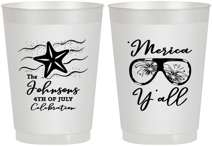 Personalized 4th Of July 10 oz Frosted Cups - Beach Merica Yall | 220028