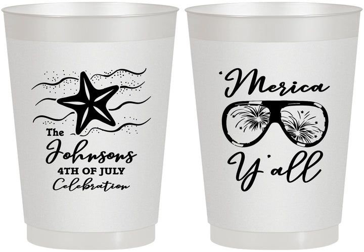 Personalized 4th Of July 10 oz Frosted Cups - Beach Merica Yall | 220028