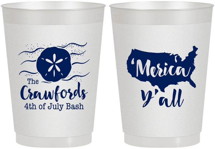 Personalized 4th Of July 10 oz Frosted Cups - Beach Merica Yall | 220029