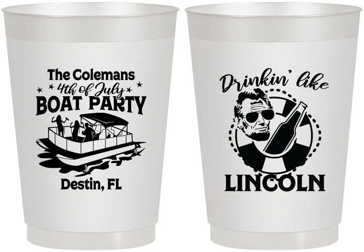 Personalized 4th Of July 10 oz Frosted Cups - Drinkin Like Lincoln | 220032