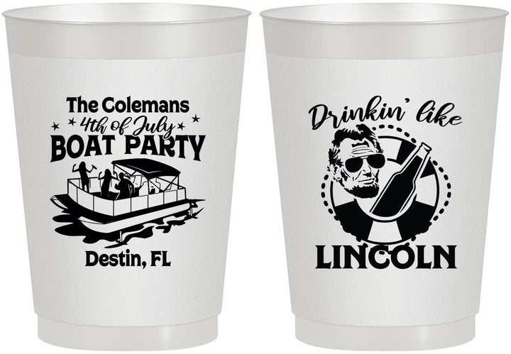 Personalized 4th Of July 10 oz Frosted Cups - Drinkin Like Lincoln | 220032
