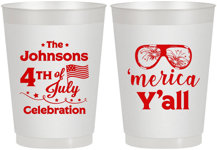 Personalized 4th Of July 10 oz Frosted Cups - Merica Yall | 220034