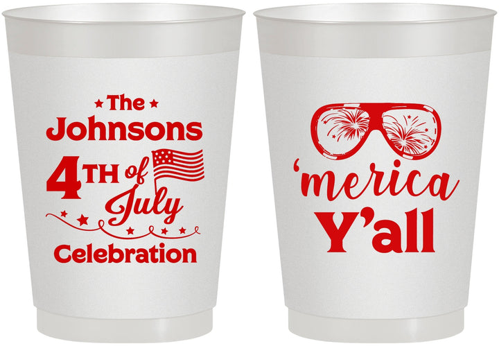 Personalized 4th Of July 10 oz Frosted Cups - Merica Yall | 220034