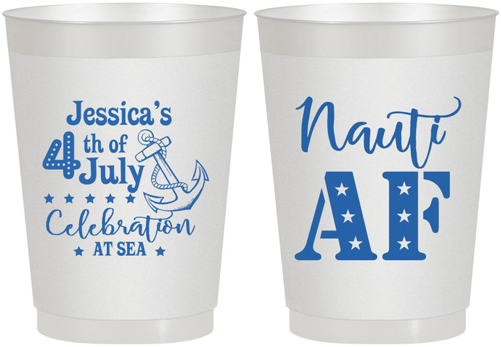 Personalized 4th Of July 10 oz Frosted Cups - Nautical Anchor | 220035