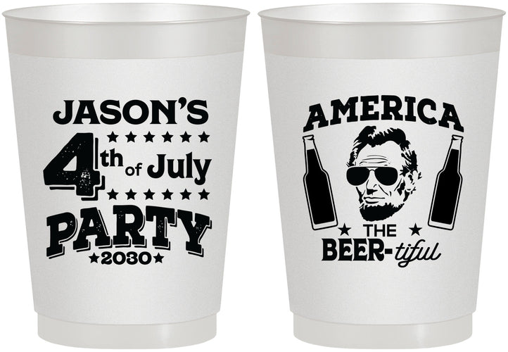 Personalized 4th Of July 10 oz Frosted Cups - Bbq Lincoln | 220036