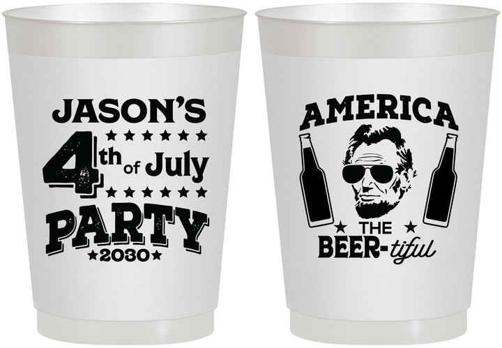 Personalized 4th Of July 10 oz Frosted Cups - Bbq Lincoln | 220036