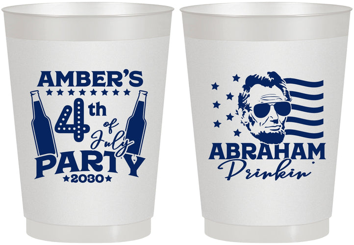 Personalized 4th Of July 10 oz Frosted Cups - Abraham Drinkin | 220037