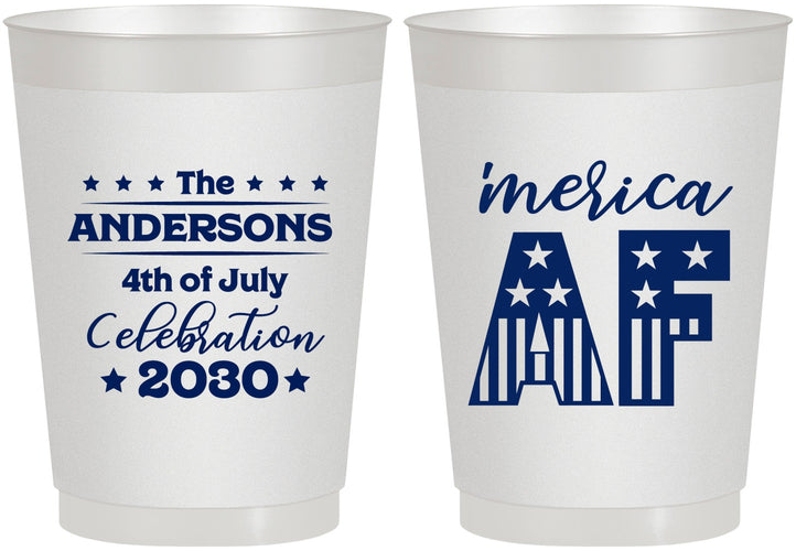 Personalized 4th Of July 10 oz Frosted Cups - Merica Af | 220041