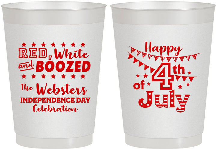 Personalized 4th Of July 10 oz Frosted Cups - Red White Booze | 220042