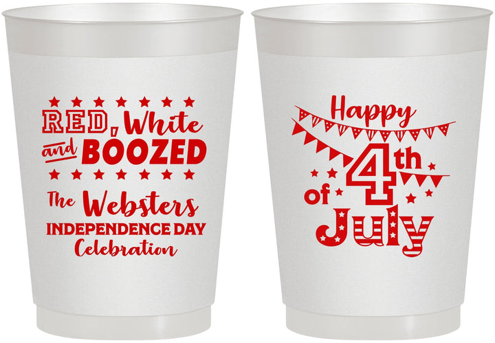 Personalized 4th Of July 10 oz Frosted Cups - Red White Booze | 220042