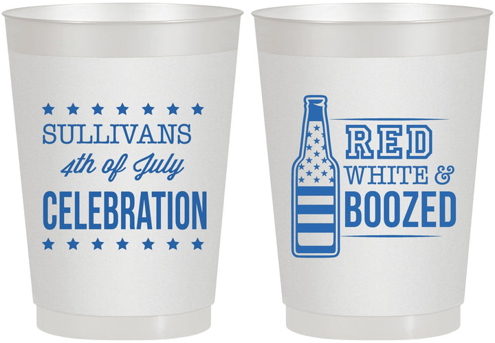 Personalized 4th Of July 10 oz Frosted Cups - Red White Booze | 220043