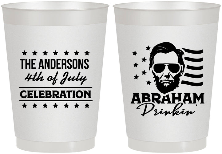 Personalized 4th Of July 10 oz Frosted Cups - Abraham Drinkin | 220044