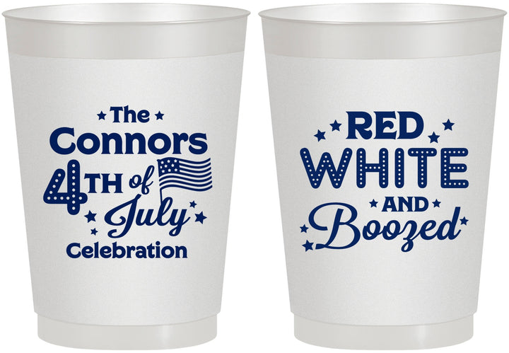 Personalized 4th Of July 10 oz Frosted Cups - Red White Booze | 220045