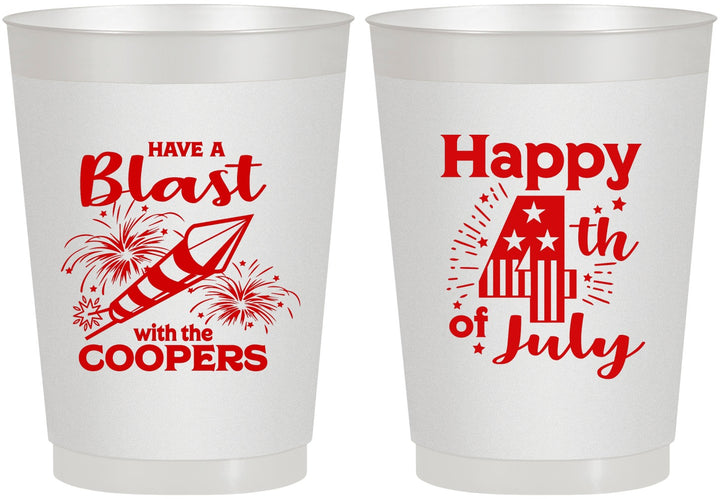 Personalized 4th Of July 10 oz Frosted Cups - Fireworks | 220046