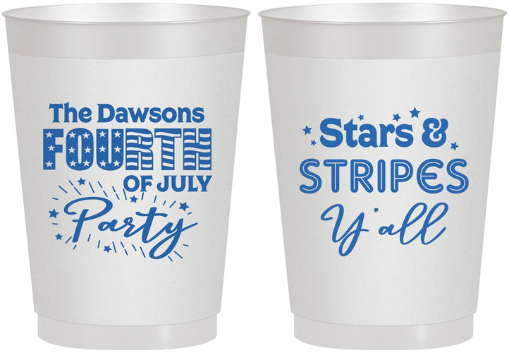 Personalized 4th Of July 10 oz Frosted Cups - Stars Stripes | 220047