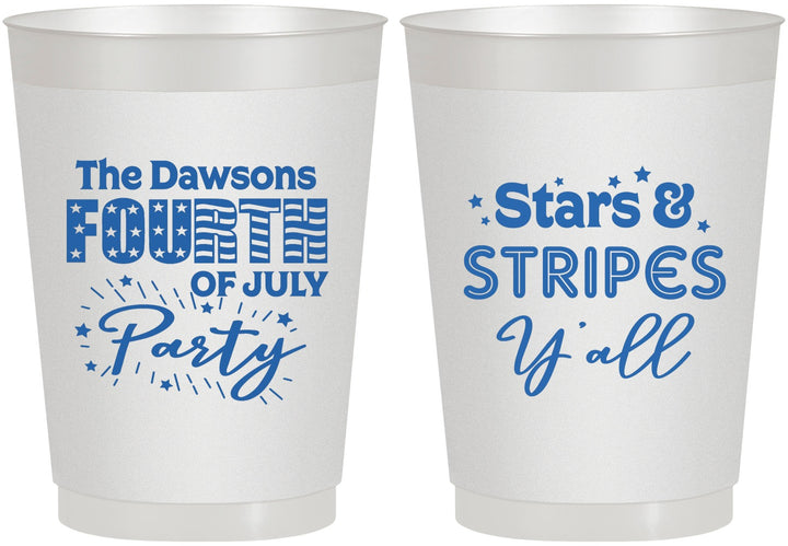 Personalized 4th Of July 10 oz Frosted Cups - Stars Stripes | 220047