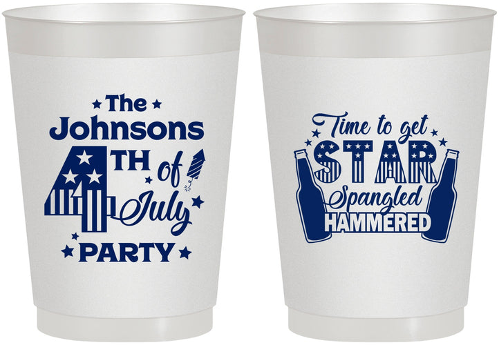Personalized 4th Of July 10 oz Frosted Cups - Star Spangled Hammered | 220049