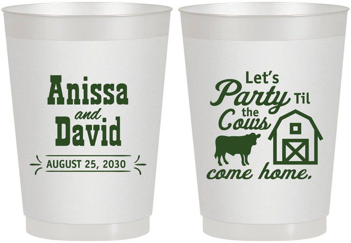 Personalized Wedding 10 oz Frosted Cups - Party Til The Cows Come Home | 222