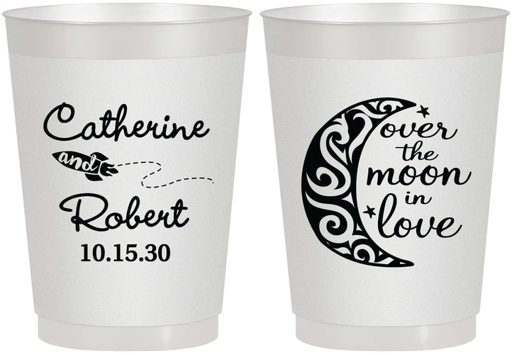 Personalized Wedding 10 oz Frosted Cups - Over The Moon In Love | 224