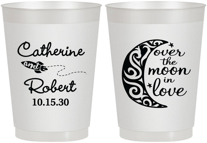 Personalized Wedding 10 oz Frosted Cups - Over The Moon In Love | 224
