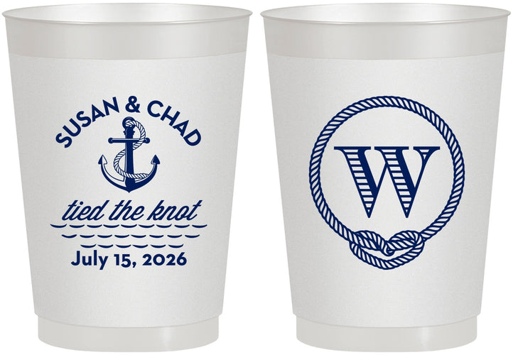 Personalized Wedding 10 oz Frosted Cups - Monogram Nautical | 226
