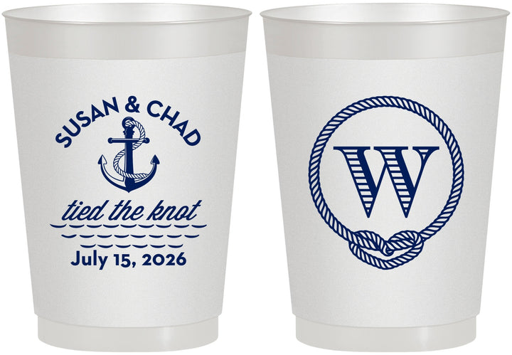 Personalized Wedding 10 oz Frosted Cups - Monogram Nautical | 226