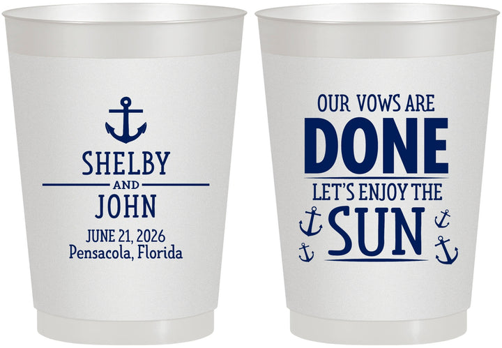 Personalized Wedding 10 oz Frosted Cups - Vows Are Done Nautical | 228