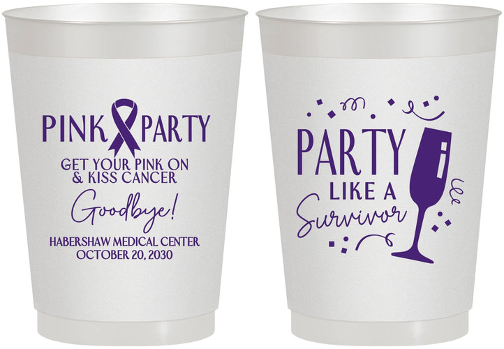 Personalized Awareness 10 oz Frosted Cups - Pink Party | 230000