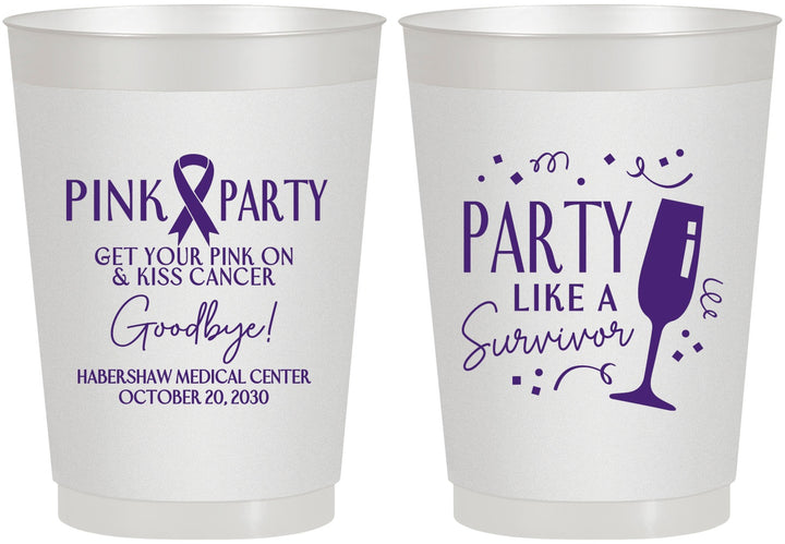 Personalized Awareness 10 oz Frosted Cups - Pink Party | 230000