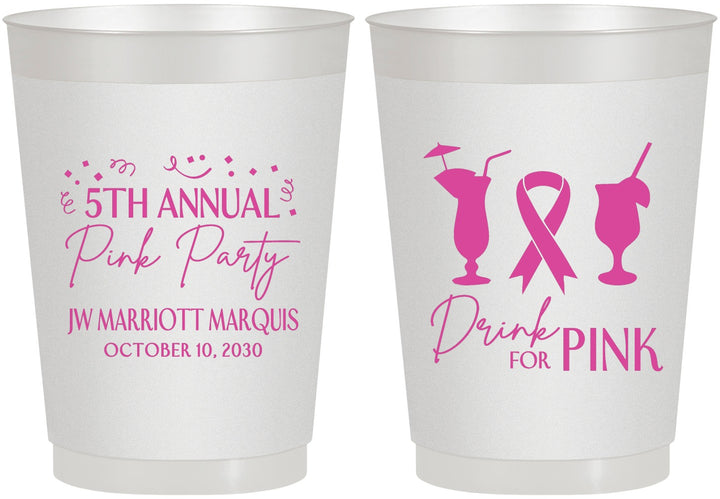 Personalized Awareness 10 oz Frosted Cups - Drink For Pink | 230001