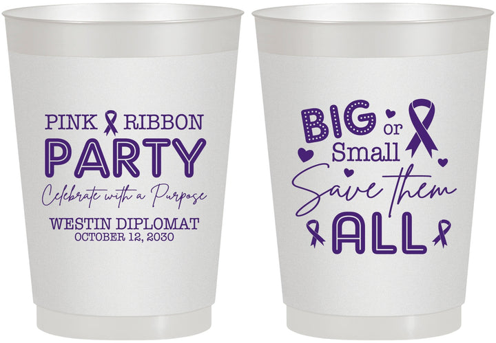 Personalized Awareness 10 oz Frosted Cups - Pink Ribbon | 230004