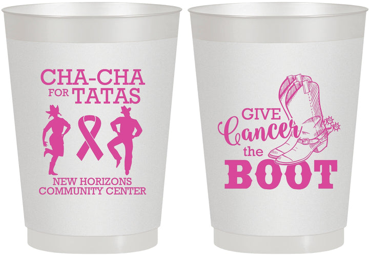 Personalized Awareness 10 oz Frosted Cups - Give Cancer A Boot | 230011