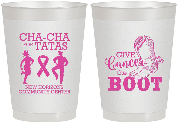Personalized Awareness 10 oz Frosted Cups - Give Cancer A Boot | 230011