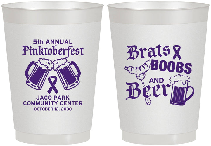 Personalized Awareness 10 oz Frosted Cups - Brats Boobs Beer | 230012