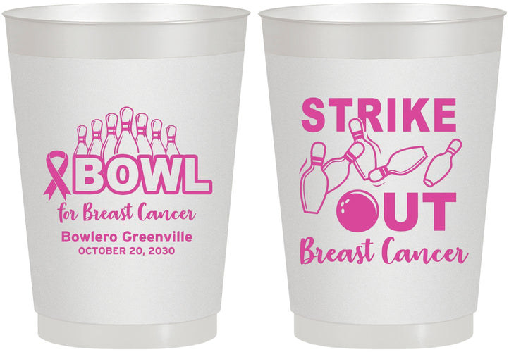 Personalized Awareness 10 oz Frosted Cups - Bowling Strike Out | 230015