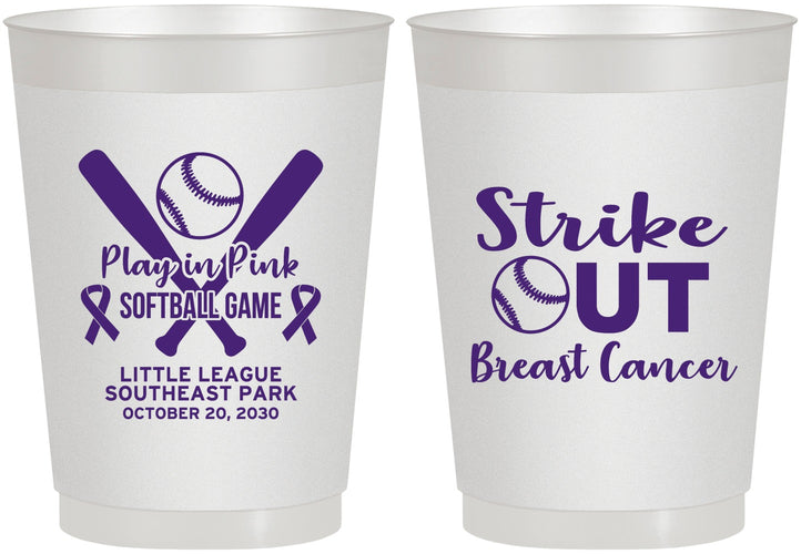 Personalized Awareness 10 oz Frosted Cups - Baseball Strick Out | 230016