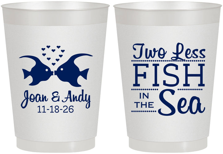 Personalized Wedding 10 oz Frosted Cups - Two Less Fish In The Sea | 231