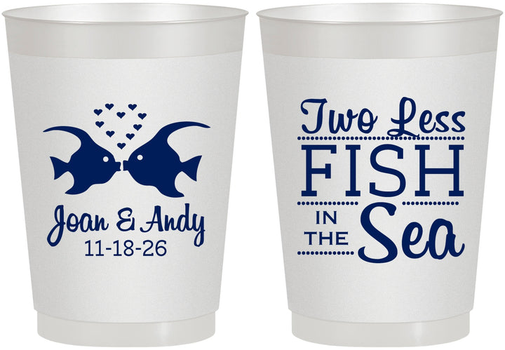 Personalized Wedding 10 oz Frosted Cups - Two Less Fish In The Sea | 231