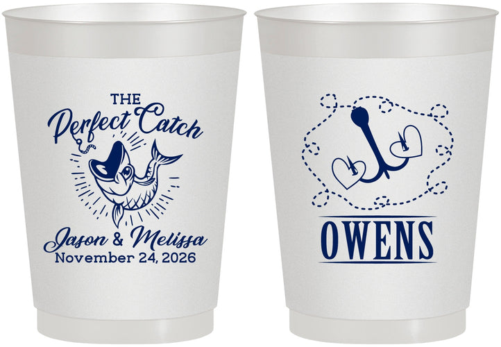 Personalized Wedding 10 oz Frosted Cups - The Perfect Catch | 232