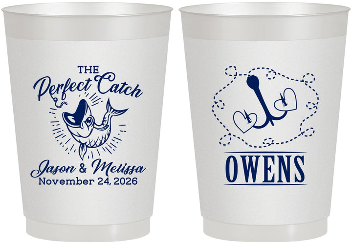 Personalized Wedding 10 oz Frosted Cups - The Perfect Catch | 232