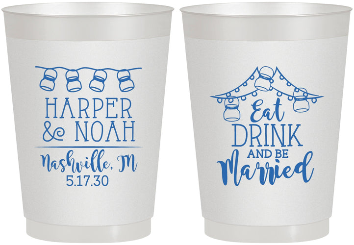 Personalized Wedding 10 oz Frosted Cups - Eat Drink Be Married | 235