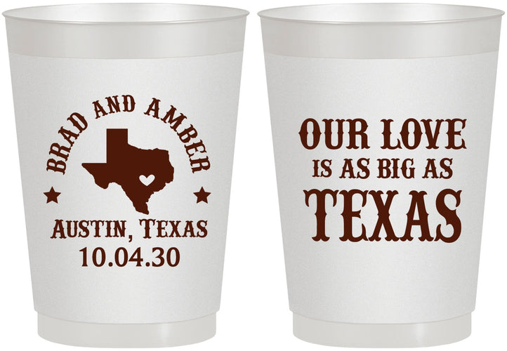 Personalized Wedding 10 oz Frosted Cups - Our Love Is As Big As Texas | 236