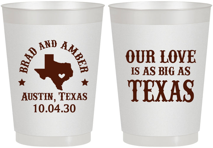 Personalized Wedding 10 oz Frosted Cups - Our Love Is As Big As Texas | 236