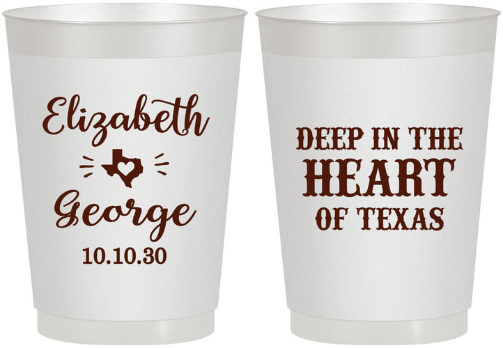 Personalized Wedding 10 oz Frosted Cups - Deep In The Heart Of Texas | 237