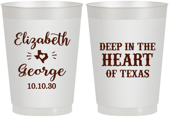 Personalized Wedding 10 oz Frosted Cups - Deep In The Heart Of Texas | 237
